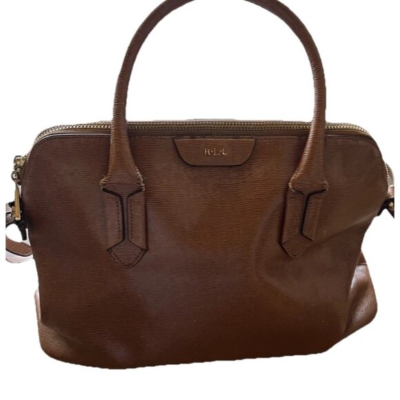 Vintage Ralph Lauren - LRL Brown Caramel Leather Dome Bag Purse Tote - Picture 1 of 16